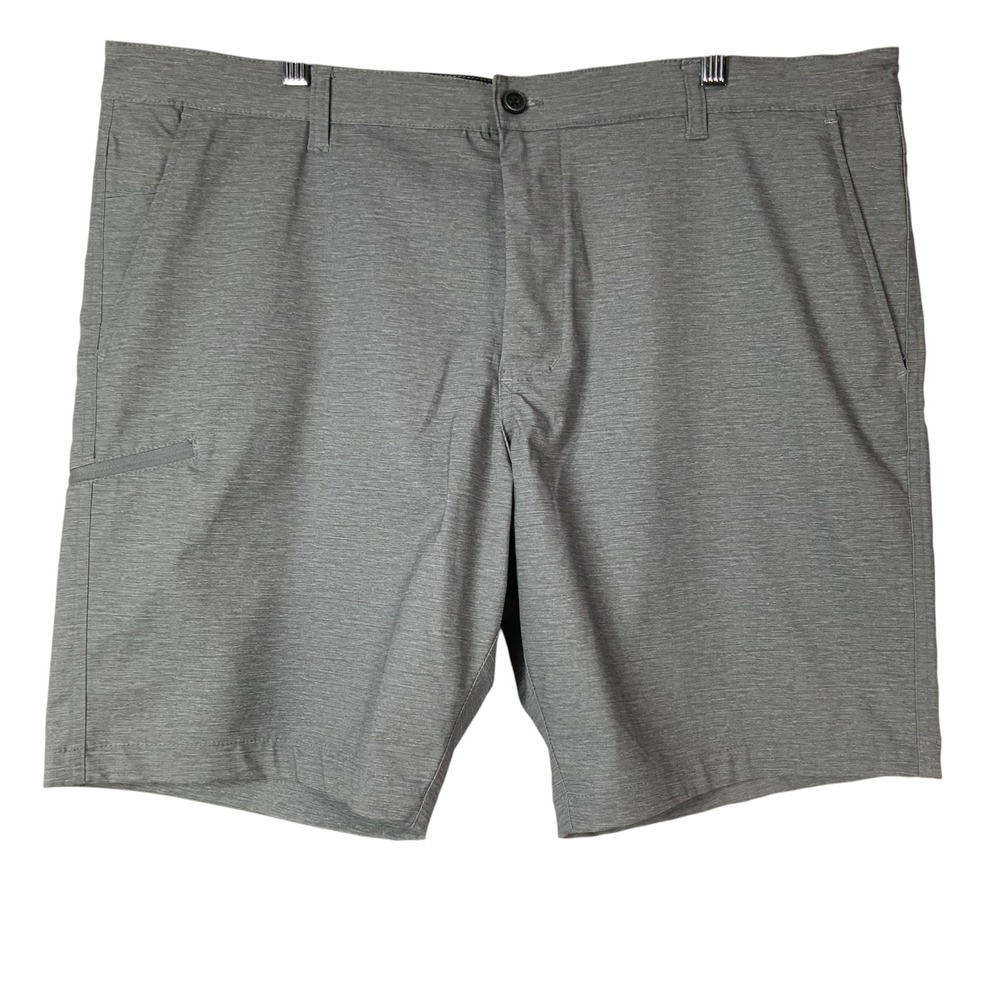Hawke & Co Performance Gray Heather Stretch Woven Shorts 40 Button Zip Fly NEW